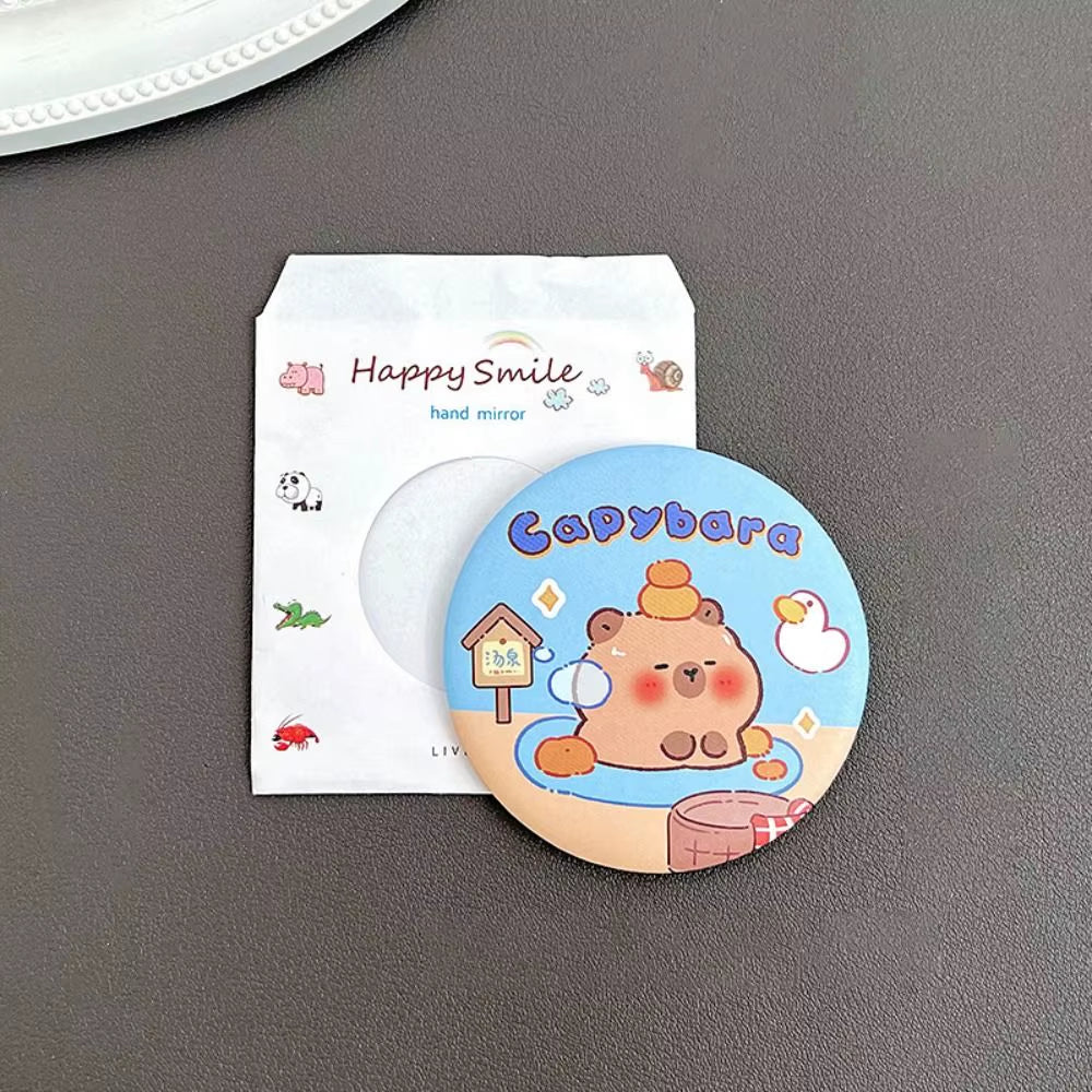 Cheese Biscuit Design Pocket Mirror Portable Foldable Mini Makeup Mirror for Travel Daily Use Cute Cartoon Style