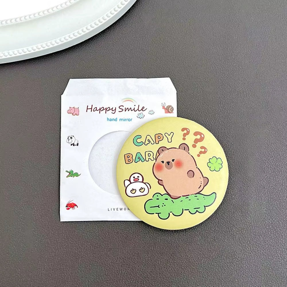 Cheese Biscuit Design Pocket Mirror Portable Foldable Mini Makeup Mirror for Travel Daily Use Cute Cartoon Style