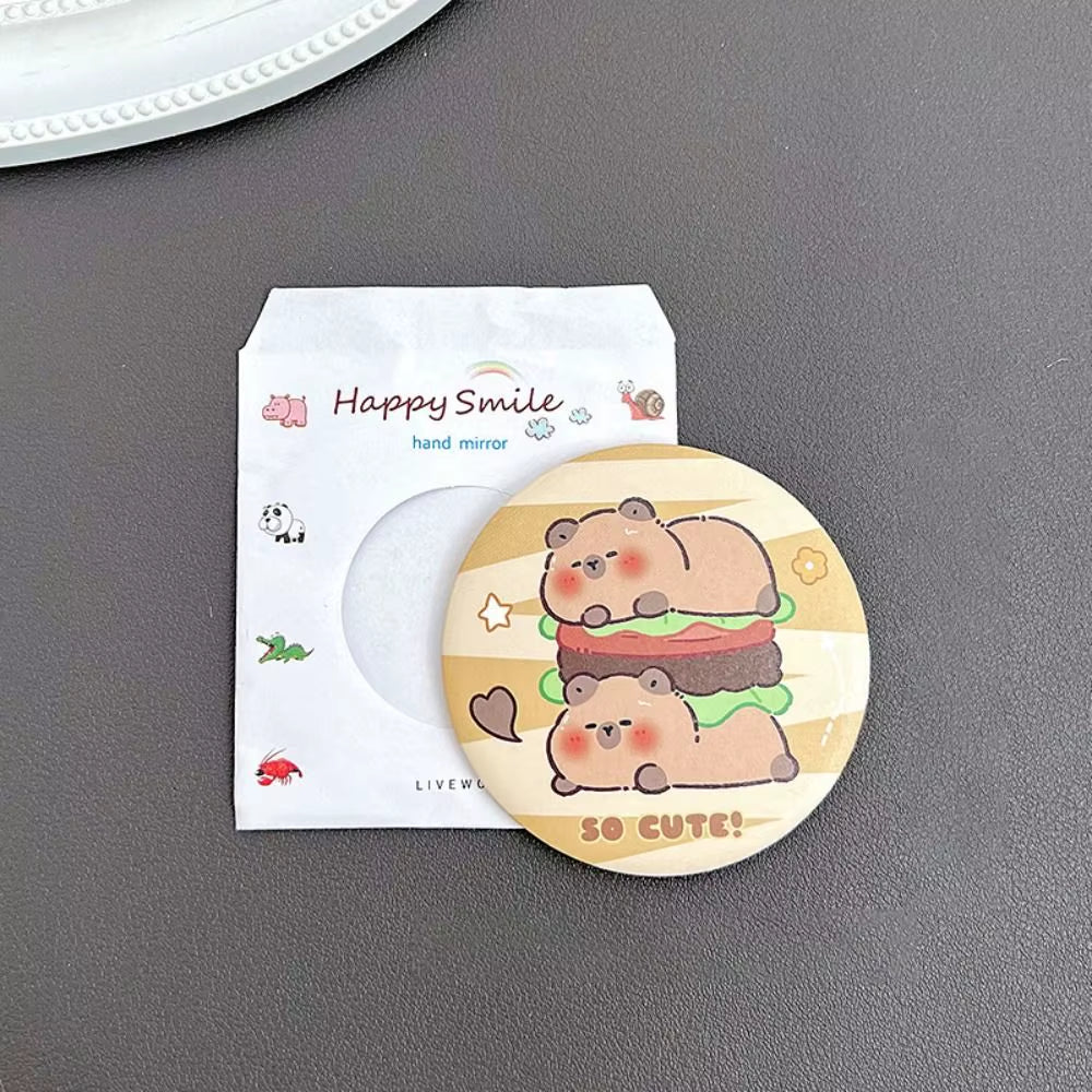 Cheese Biscuit Design Pocket Mirror Portable Foldable Mini Makeup Mirror for Travel Daily Use Cute Cartoon Style
