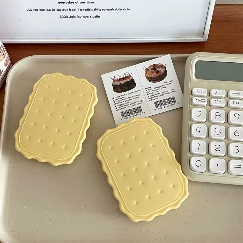 Cheese Biscuit Design Pocket Mirror Portable Foldable Mini Makeup Mirror for Travel Daily Use Cute Cartoon Style